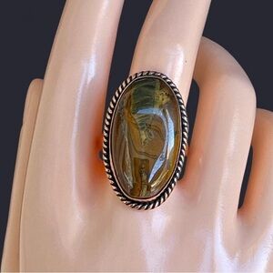 Natural Tiger’s Eye Copper Twisted Rope Ring Sz 10
